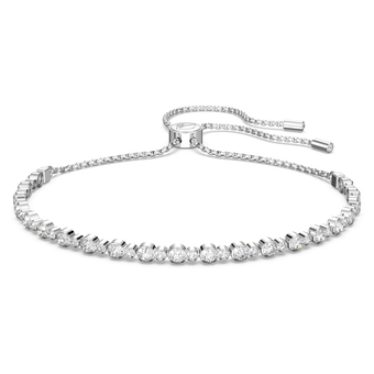 swarovski matrix tennis bracelet round cut white rhodium plated