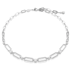 Dextera necklace, White, Rhodium plated