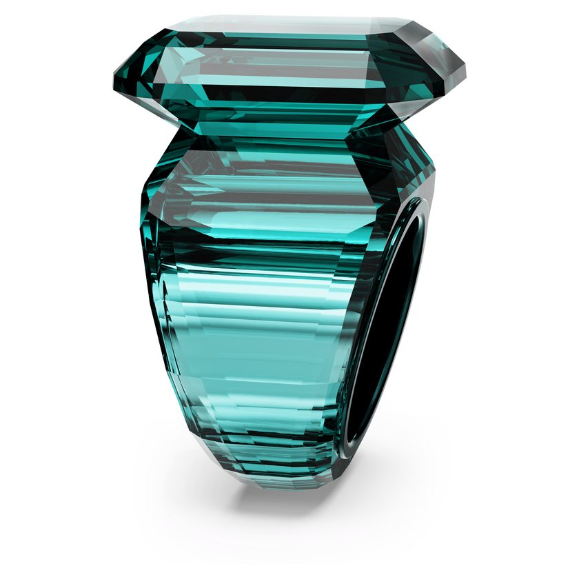 swarovski lucent cocktail ring  octagon cut  green