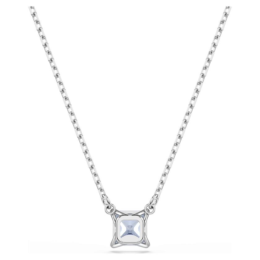swarovski matrix pendant  square cut  blue  rhodium plated