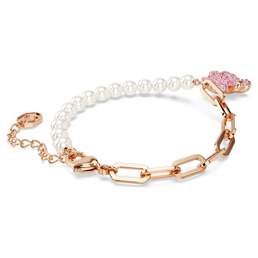 swarovski teddy bracelet  bear  pink  rose gold tone plated