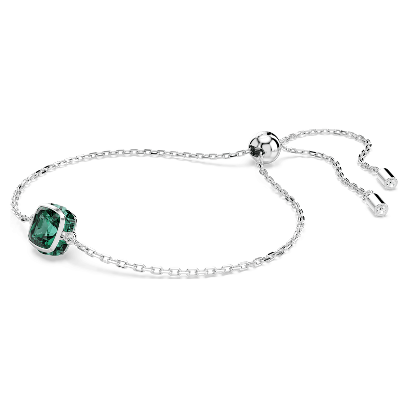 swarovski birthstone bracelet  square cut  may  green  rhodium plated
