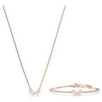 swarovski mesmera set mixed cuts white rose gold tone plated
