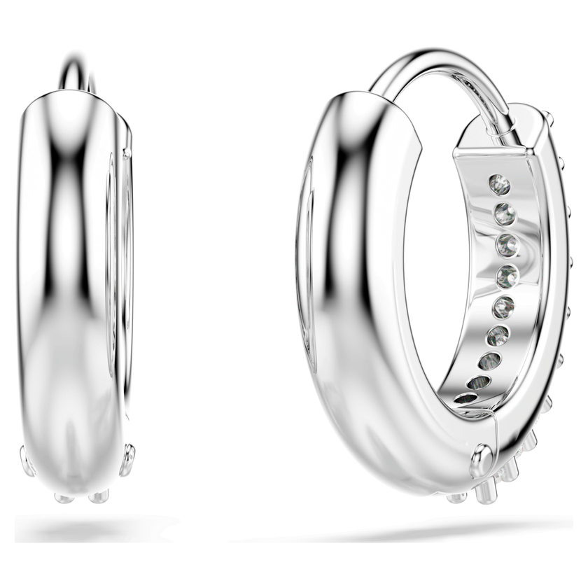 swarovski matrix hoop earrings  round cut  white  rhodium plated