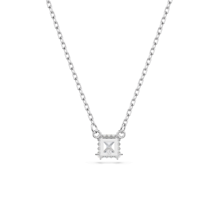 swarovski stilla attract pendant  square cut  white  rhodium plated