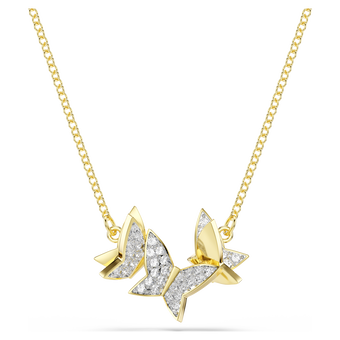 swarovski idyllia lilia necklace  butterfly  white  18k gold finish