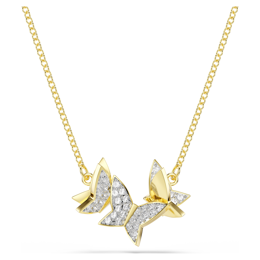 swarovski idyllia lilia necklace  butterfly  white  18k gold finish
