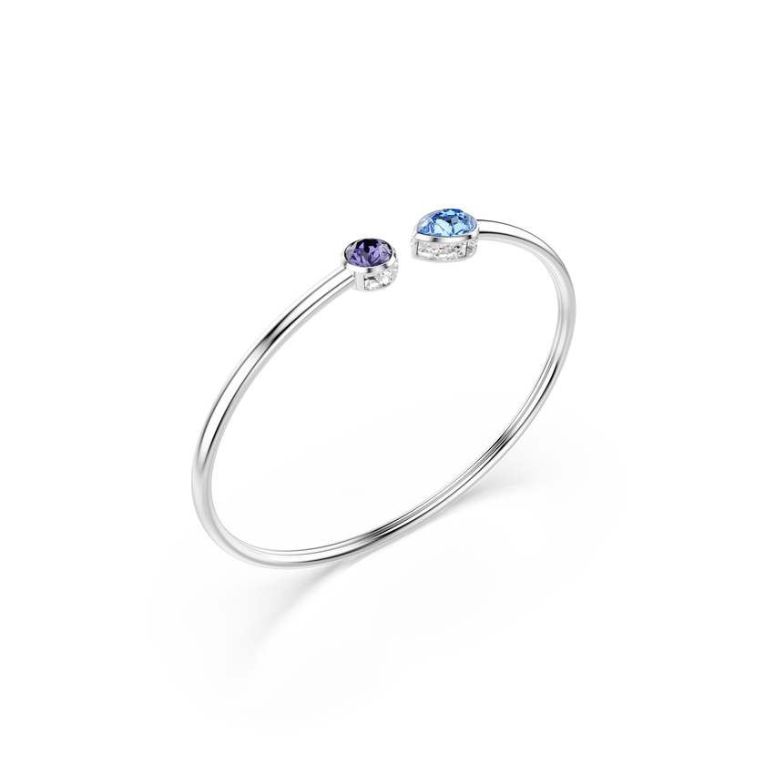 swarovski chroma bangle  mixed cuts  multicolored  rhodium plated