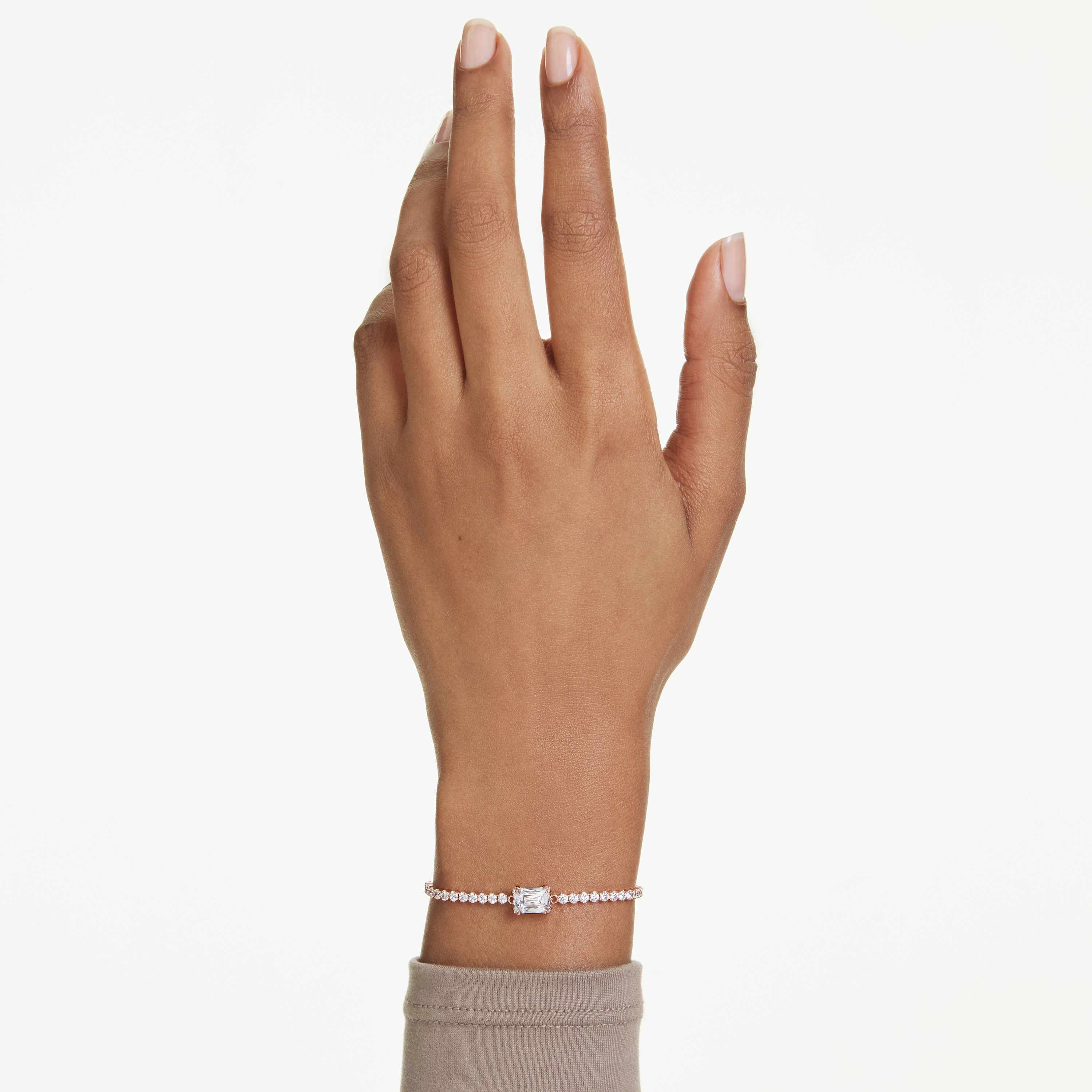 swarovski matrix tennis bracelet  mixed cuts  white  rose gold tone plated