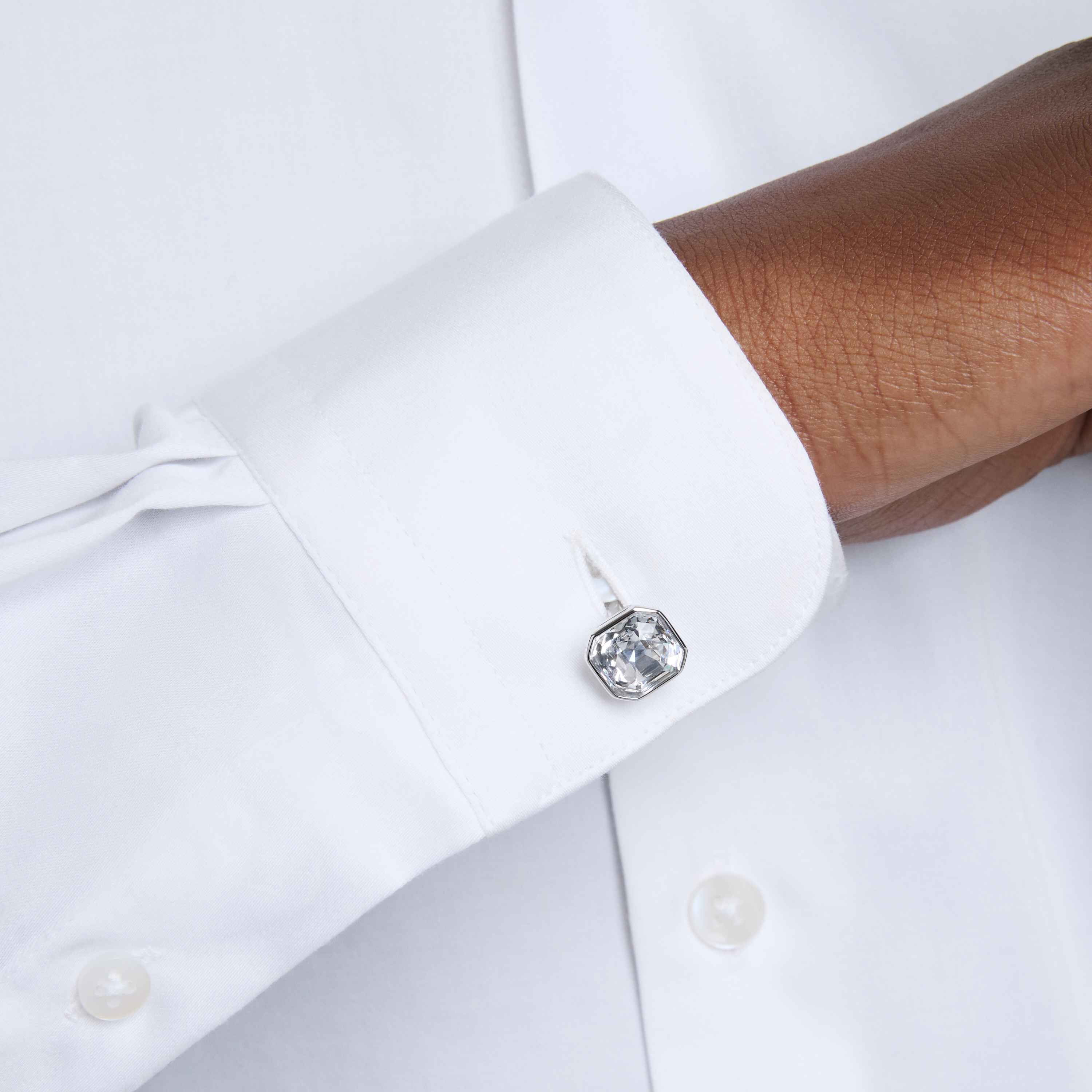 swarovski millenia cufflinks  octagon cut  white  rhodium plated