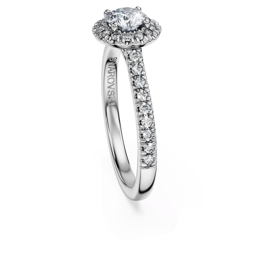 swarovski eternity halo solitaire ring  laboratory grown diamonds 0 8 ct tw  18k white gold