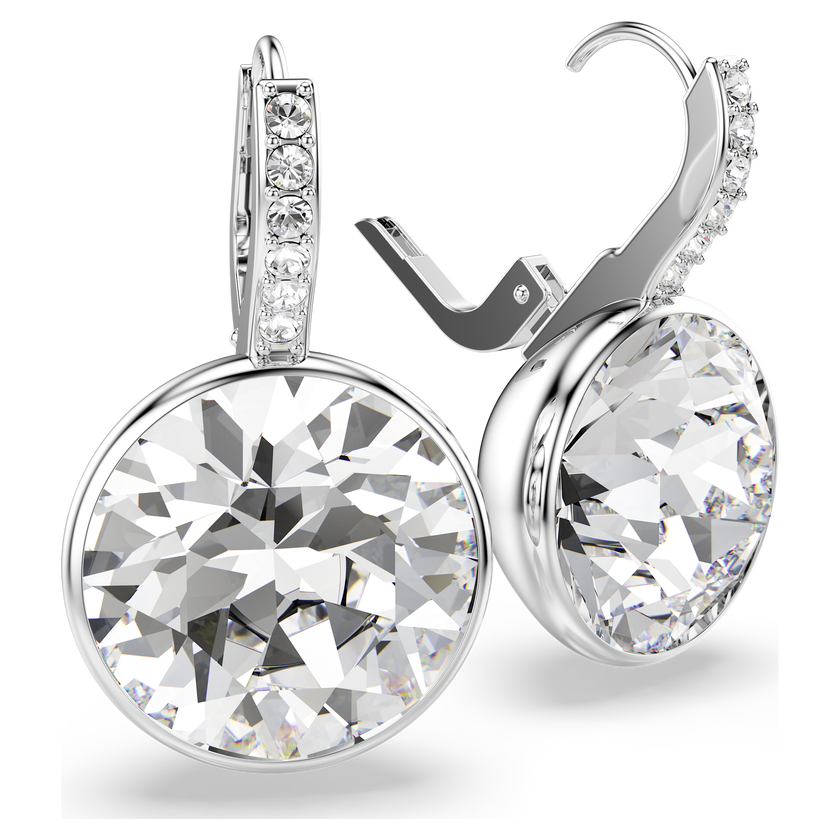 swarovski millenia drop earrings  round cut  white  rhodium plated