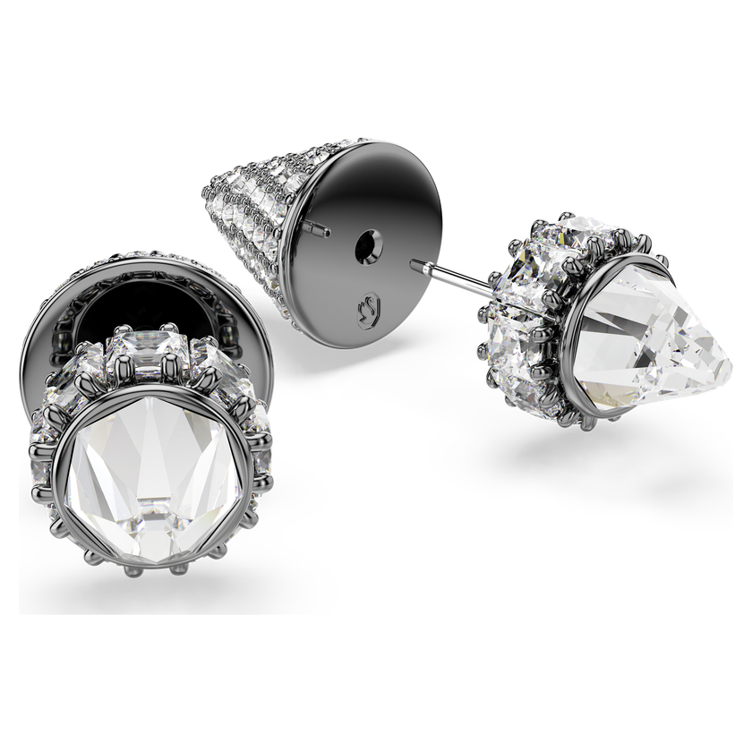 swarovski sublima stud earrings  spike  white  ruthenium plated