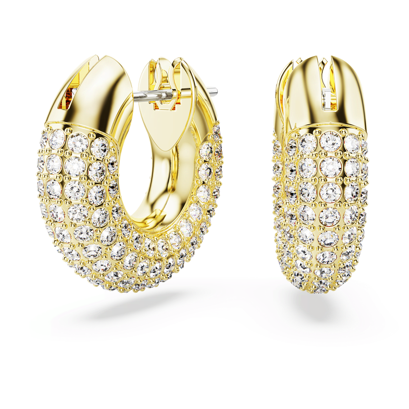 swarovski dextera hoop earrings  small  white  18k gold finish