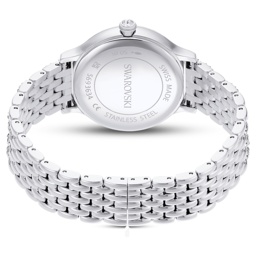 swarovski imber watch  swiss made  metal bracelet  silver tone  stainless steel
