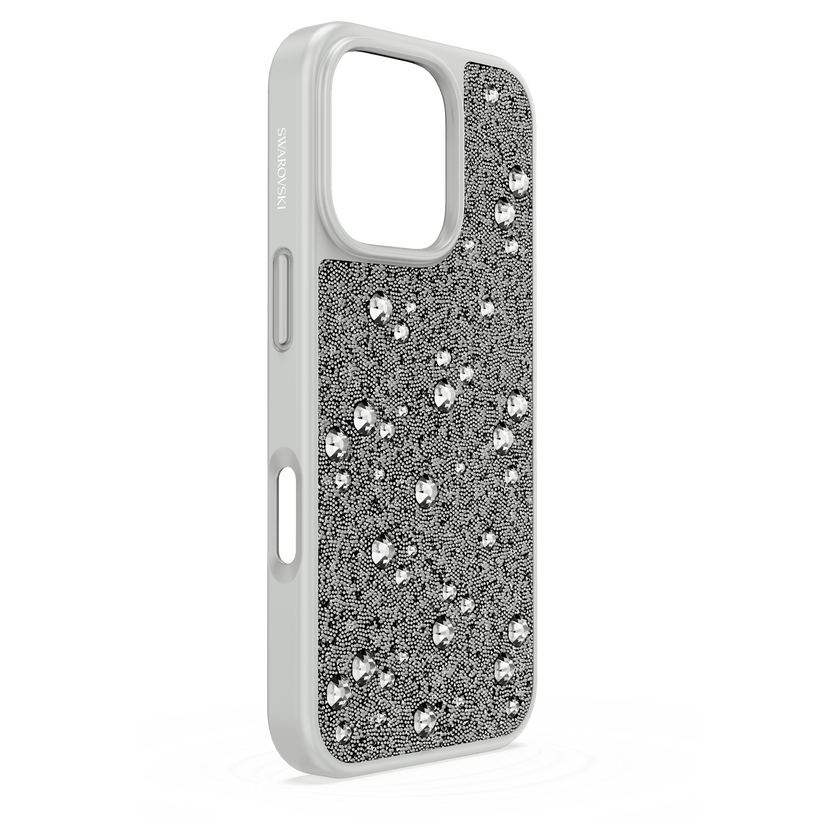 swarovski high smartphone case  scattered design  iphone  16 pro  silver tone