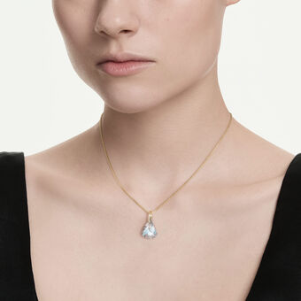 swarovski lunar pendant  oval cut  white  18k gold finish