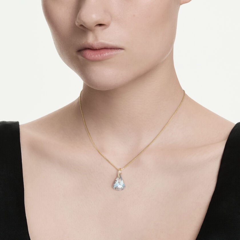 swarovski lunar pendant  oval cut  white  18k gold finish
