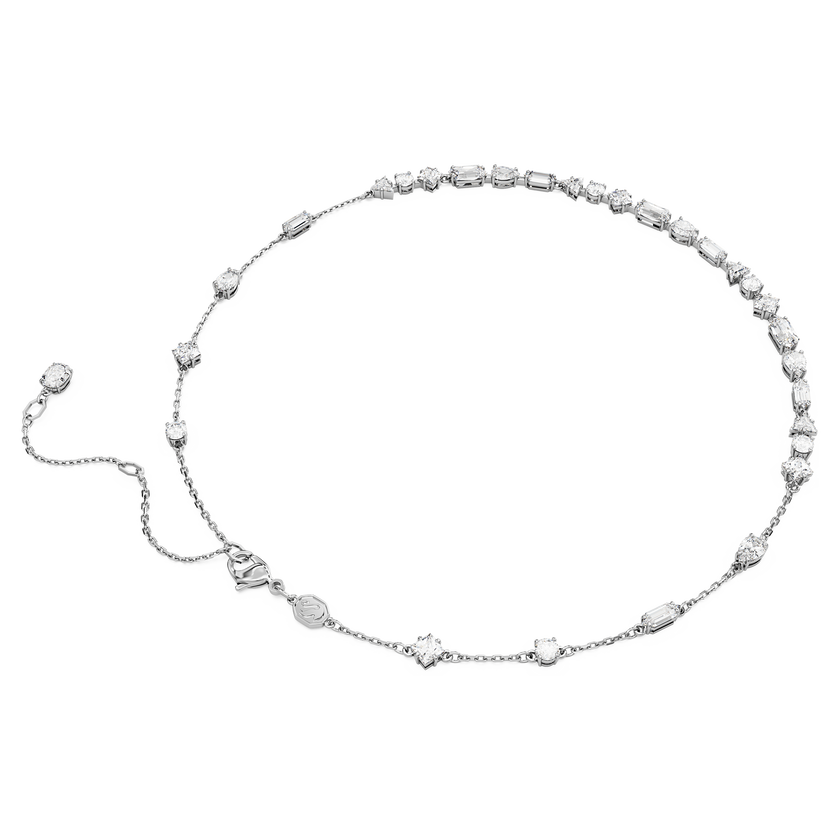 swarovski mesmera necklace  mixed cuts  scattered design  white  rhodium plated