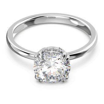 swarovski stilla cocktail ring round cut white rhodium plated