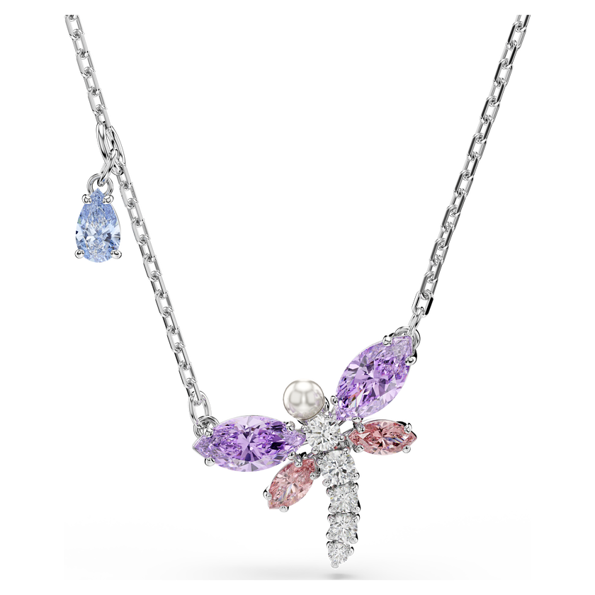 ariana grande x swarovski pendant  mixed cuts  dragonfly  multicolored  rhodium plated