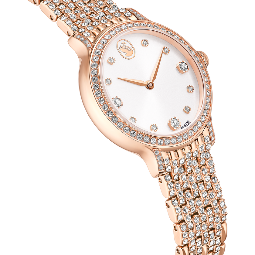 swarovski imber watch  swiss made  metal bracelet  rose gold tone  rose gold tone finish