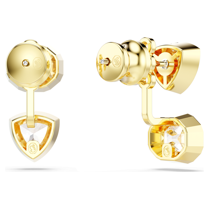 swarovski imber earring jackets  asymmetrical design  mixed cuts  white  gold tone plated