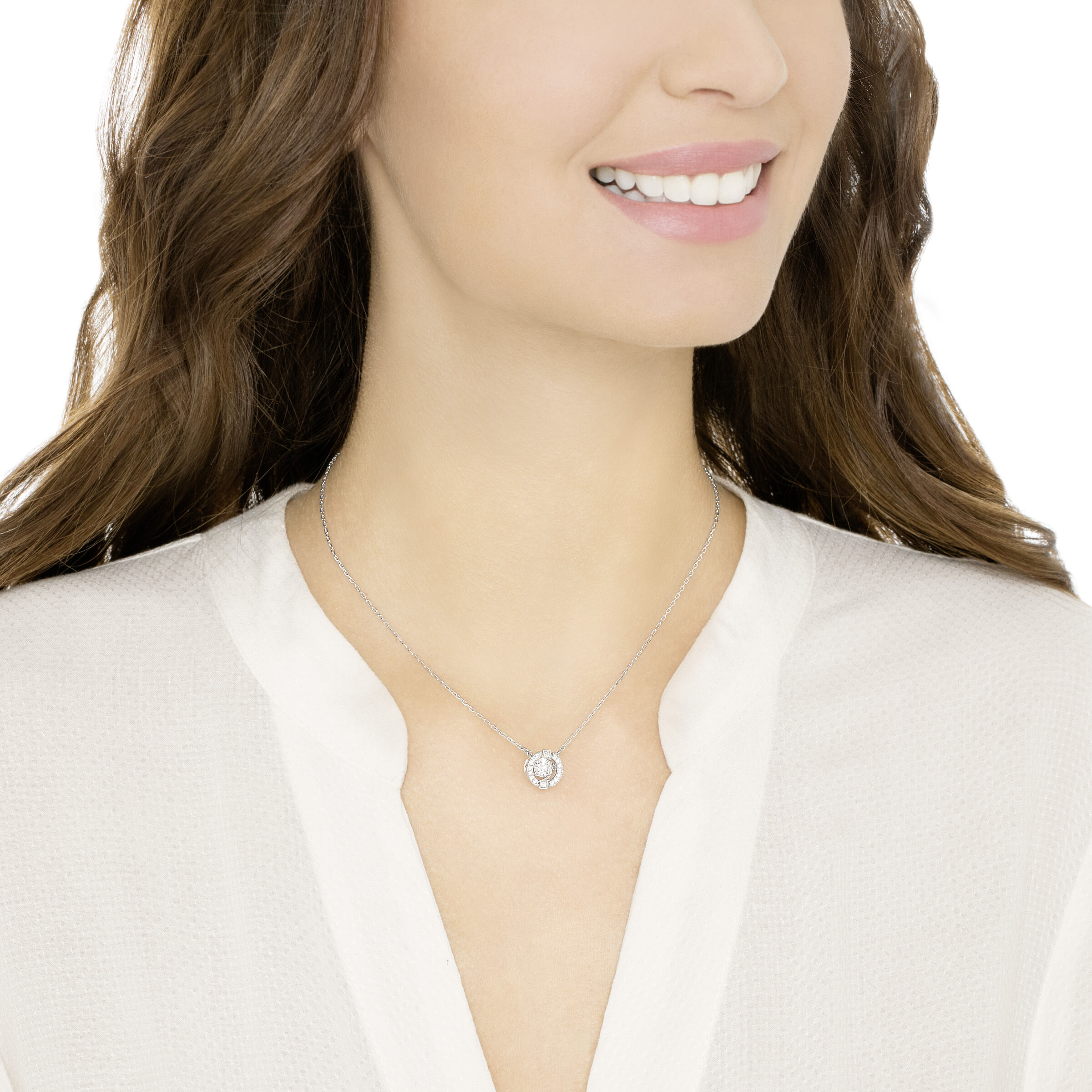 Buy Swarovski Sparkling Dance Round Necklace White Rhodium Plated
