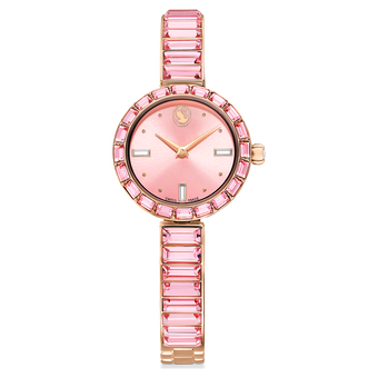 swarovski matrix bangle watch swiss made crystal bracelet pink rose gold tone finish