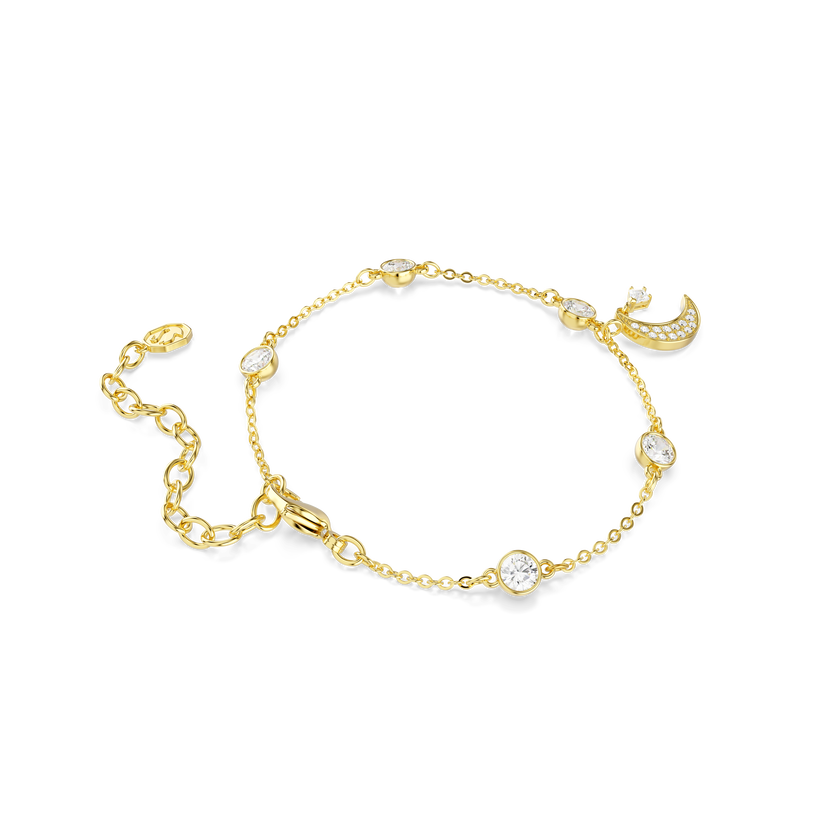 swarovski symbolica bracelet  round cut  moon  white  18k gold finish