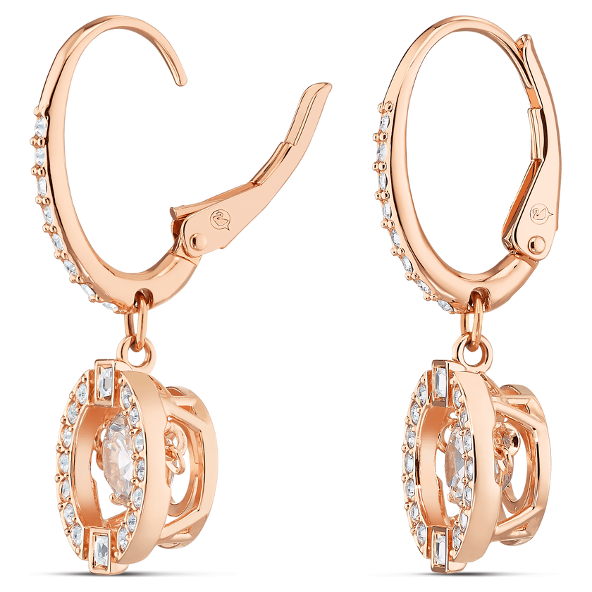 swarovski una drop earrings  round cut  white  rose gold tone plated