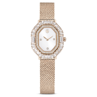 swarovski matrix octagon watch  metal bracelet  gold tone  champagne gold tone finish