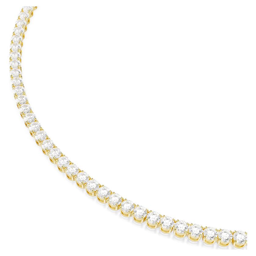 swarovski matrix tennis necklace  round cut  white  18k gold finish