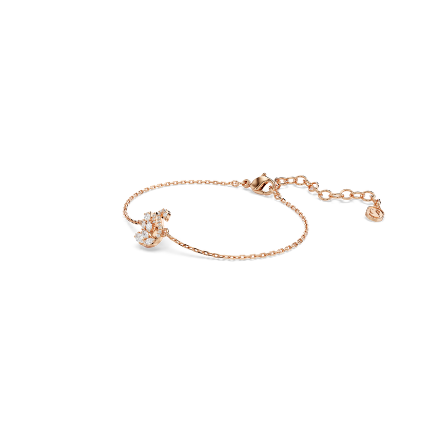 swarovski swan bracelet  mixed cuts  swan  white  rose gold tone plated