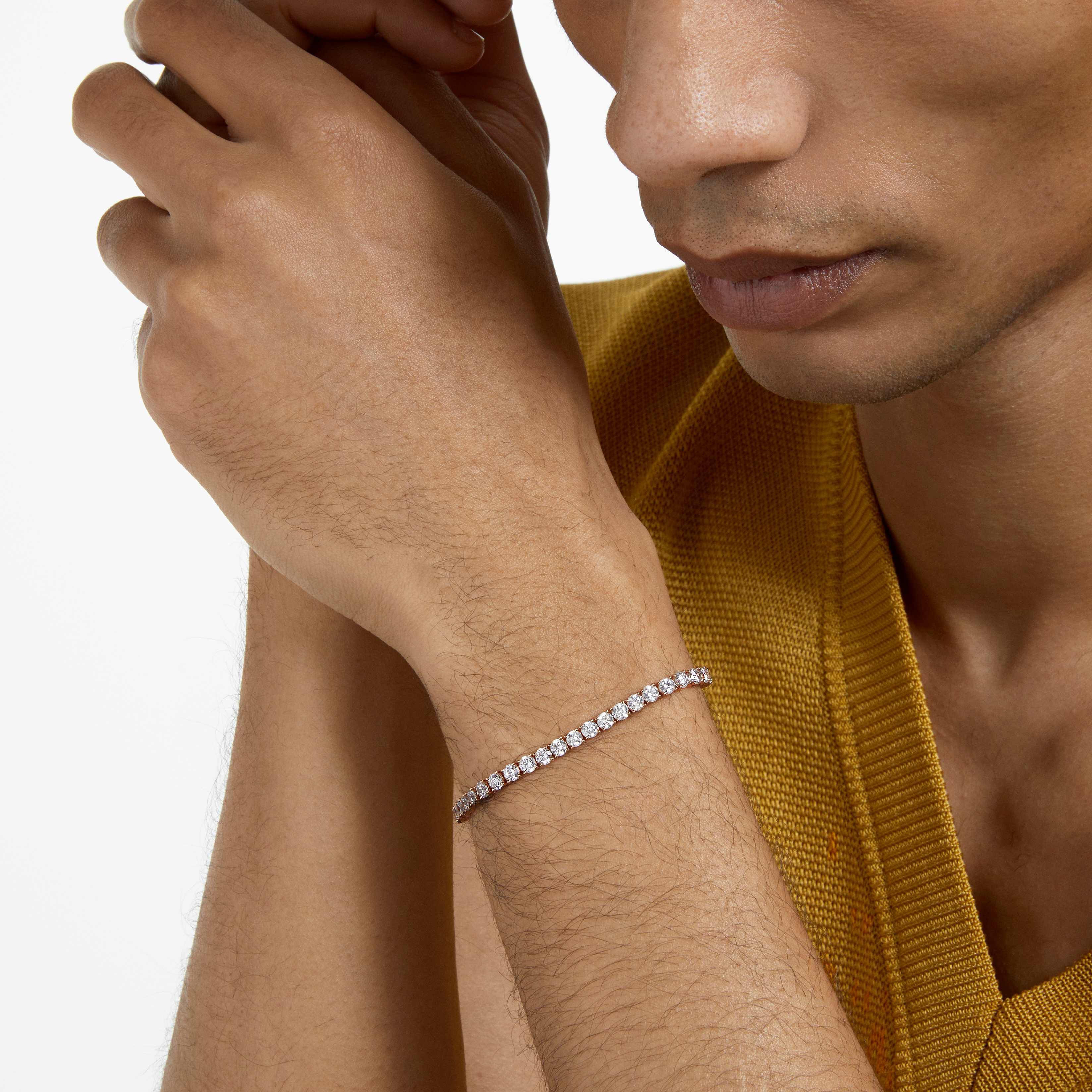 Buy Swarovski Tennis Deluxe bracelet, Round cut, White, Rose goldtone