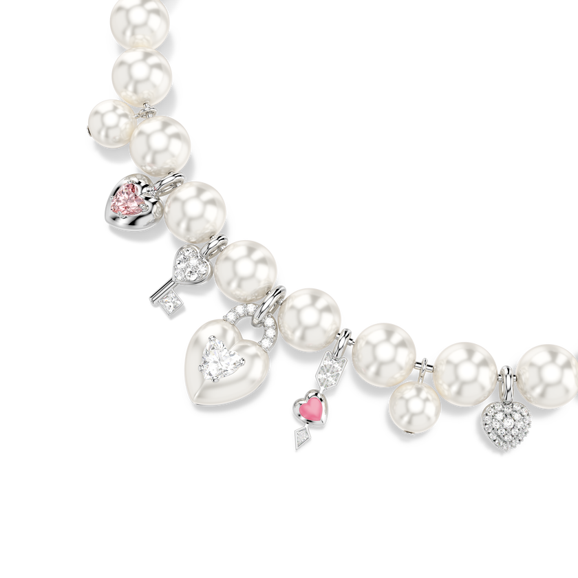 swarovski idyllia necklace  crystal pearl  mixed cuts  white  rhodium plated