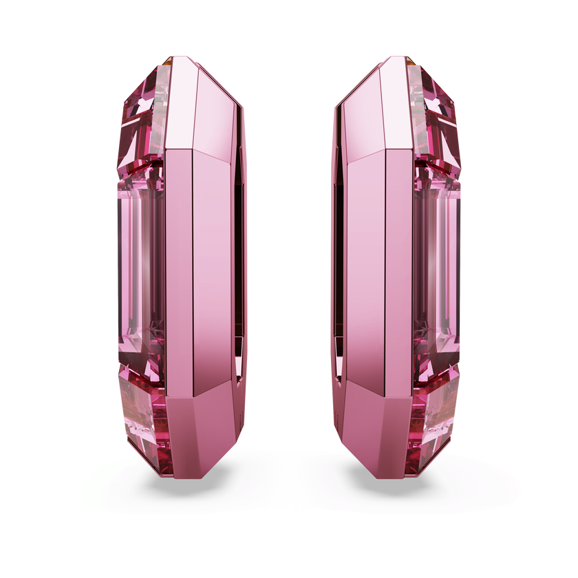 swarovski lucent hoop earrings  octagon shape  small  pink