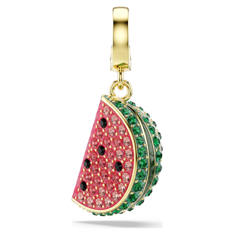 Idyllia charm, Mixed cuts, Watermelon, Multicolored, Gold-tone plated swarovski idyllia charm mixed cuts watermelon multicolored gold tone plated