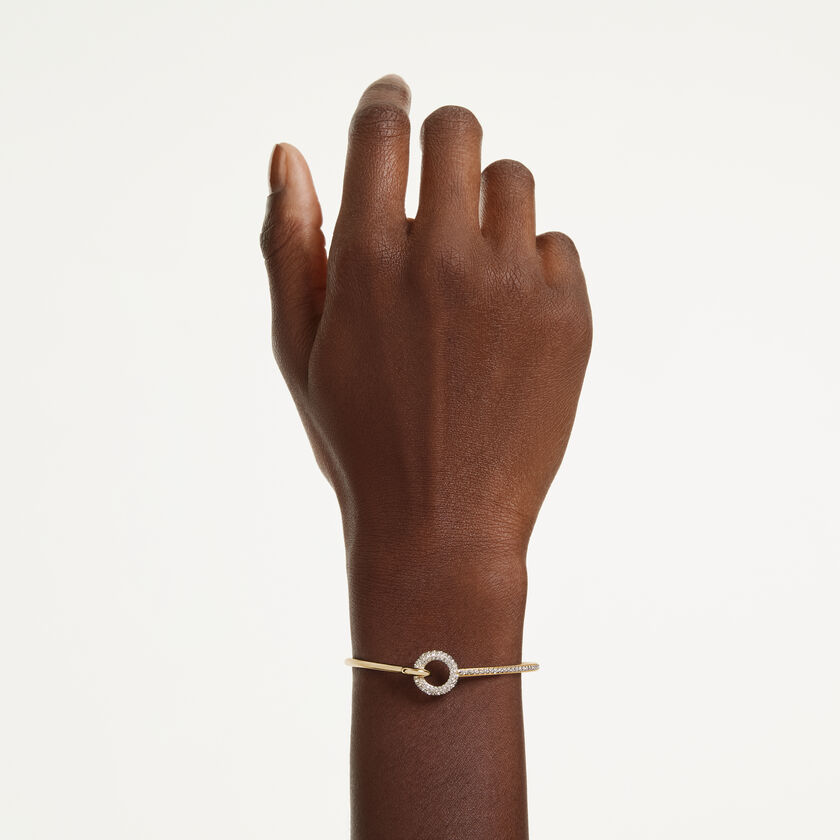 swarovski dextera bangle  round cut  white  gold tone plated