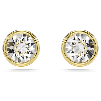 swarovski imber stud earrings  round cut  white  18k gold finish