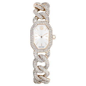 swarovski dextera chain watch swiss made crystal bracelet white champagne gold tone finish