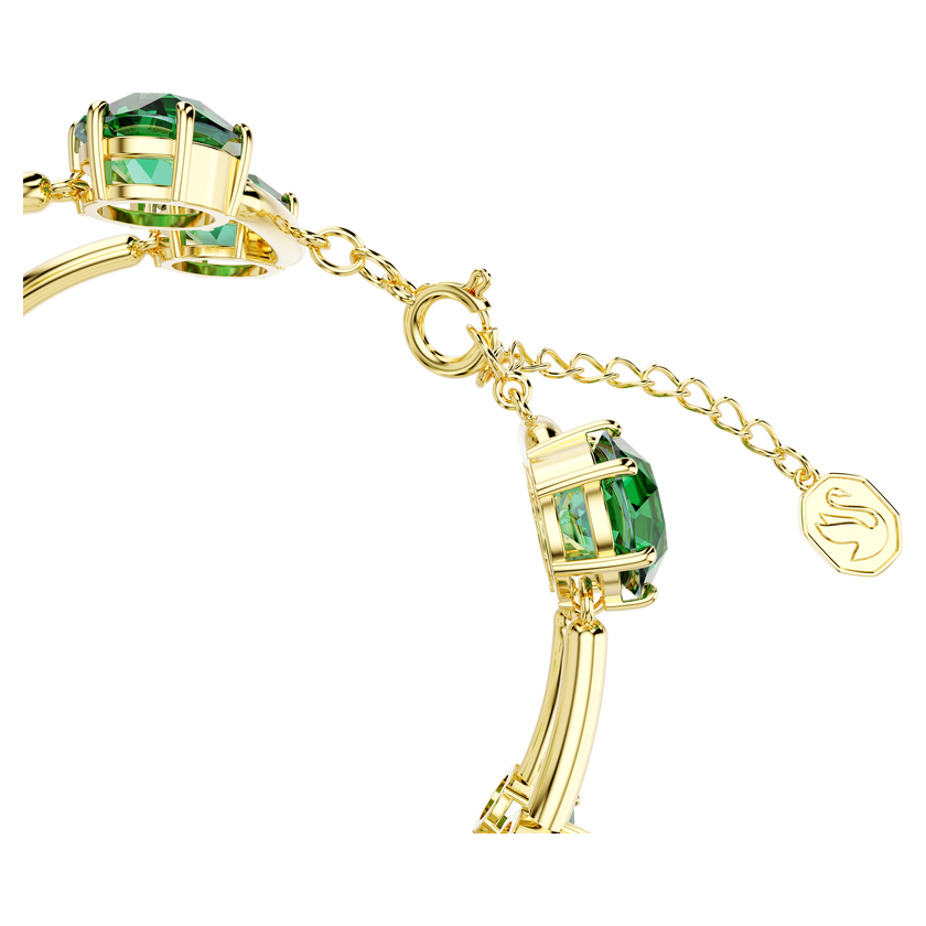 swarovski constella double bangle  mixed round cuts  green  gold tone plated