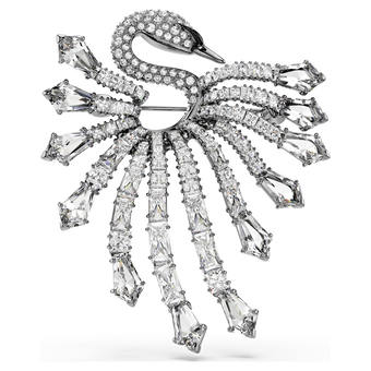 swarovski the vienna collection brooch  swan  white  ruthenium plated