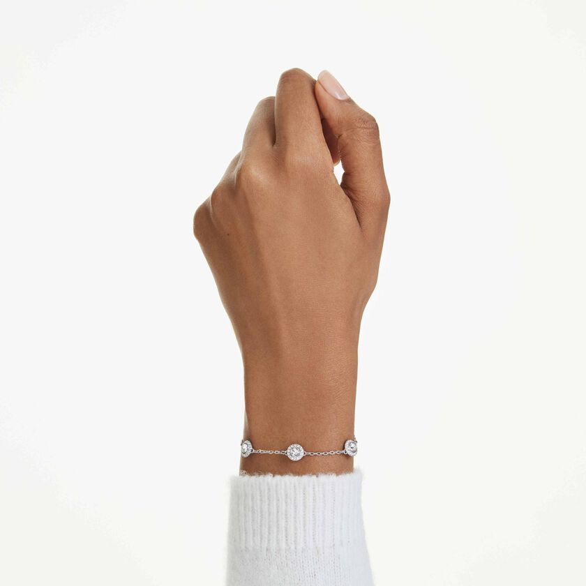 swarovski una angelic bracelet  round cut  double sided motifs  white  rhodium plated