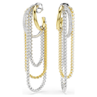 swarovski hyperbola earrings  layered  round cut  white  mixed metal finish