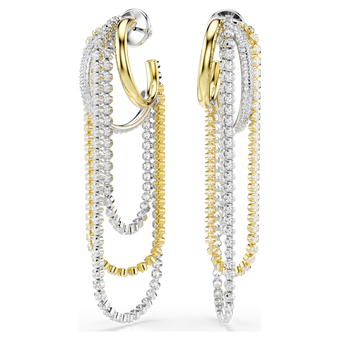 swarovski hyperbola earrings  layered  round cut  white  mixed metal finish