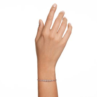 swarovski imber emily bracelet  mixed round cuts  pink  18k rose gold finish