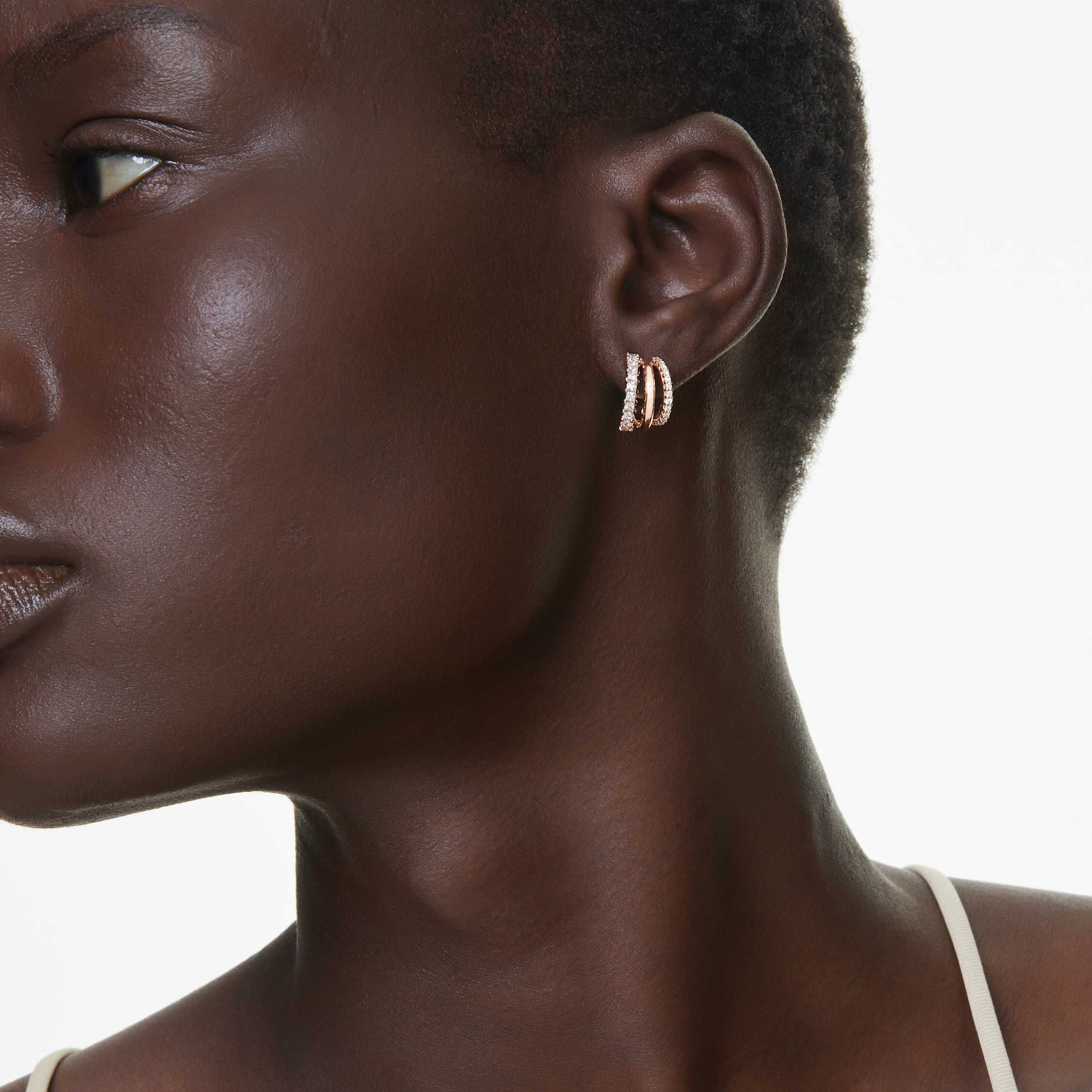 swarovski hyperbola hoop earrings  mixed cuts  mini  white  rose gold tone plated