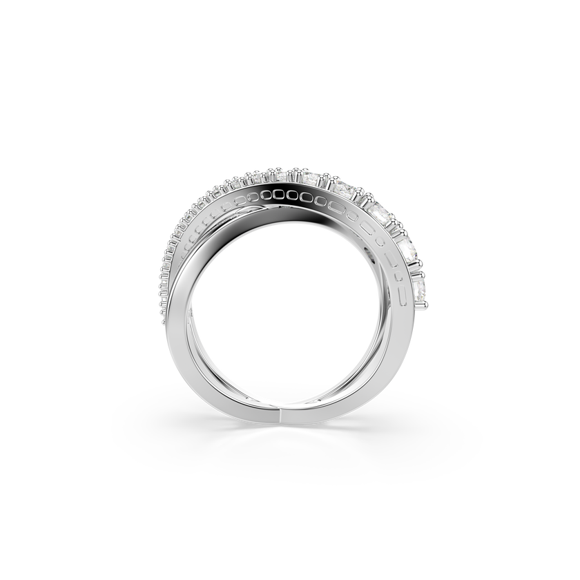 swarovski hyperbola ring  mixed cuts  white  silver tone finish