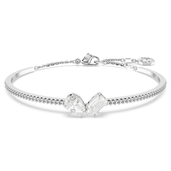 swarovski mesmera bangle  mixed cuts  white  rhodium plated